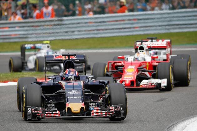 Russian Daniil Kvyat of Scuderia Toro Rosso and German Sebastian Vettel of Scuderia Ferrari pictured during the Grand Prix F1 of Belgium, in Spa-Francorchamps, Sunday 28 August 2016. The Spa-Francorchamps Formula One Grand Prix takes place this weekend, from August 26 until August 28. BRUNOxFAHY  x04920556x