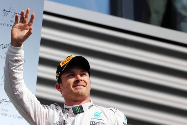 Formel 1, GP von Belgien, Sieger Nico Rosberg Belgian Grand Prix, Spa Francorchamps 25 - 28 August 2016 Race winner Nico Rosberg (GER) Mercedes AMG F1 celebrates on the podium. 28.08.2016. Race 
