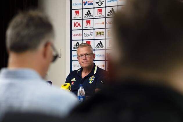 160829 Sveriges förbundskapten Jan Andersson under en presskonferens anordnad av svenska fotbollsförbundet den 29 augusti 2016 i Stockholm  Copyright: SIMONxHASTEGÃÖRD BB160829BB011