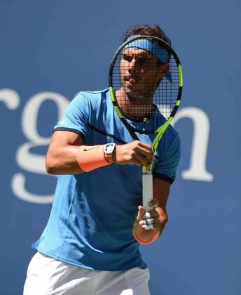 (160830) -- NEW YORK, Aug. 29, 2016 -- Rafael Nadal of Spain reacts during a match of the men s singles first round at the U.S. Open tennis tournament against Denis Istomin of Uzbekistan in New York, the United States, Aug. 29, 2016. Nadal won 3-0. ) (SP)U.S.-NEW YORK-TENNIS-U.S. OPEN BaoxDandan 