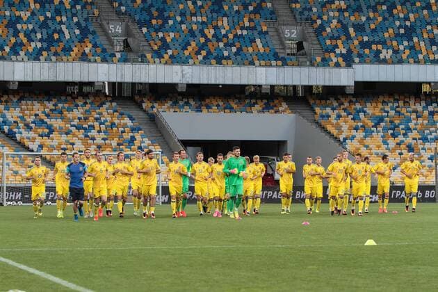 June 29, 2016 - Kiev, Ukraine - Ukrainian national football team holds open training at NSC Olympiyskiy in Kyiv before the match against Iceland national team Nationalteam during World Cup 2018 qualifyier. Ukraine national football team training  - ZUMAn230
