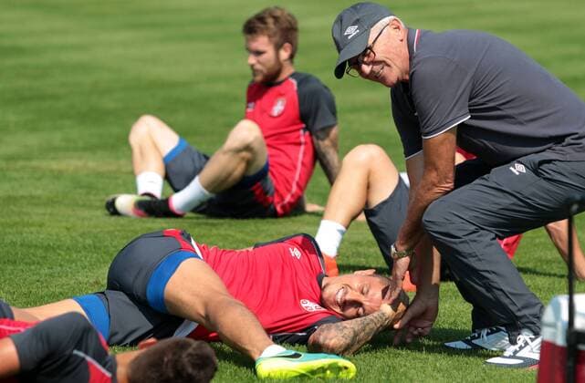 Fußball, Training Nationalteam Serbien 30.08.2016 Stara Pazova Serbia national team Nationalteam training men s football Ljubomir Fejsa(L) with Zoran Filipovic(r) : 