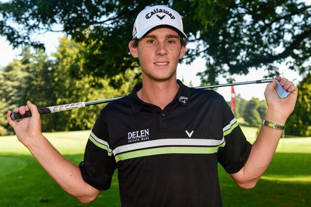 portrait of Thomas Pieters during the 2nd Thomas Pieters Belgian Tour Event. at Chateau Ravenstein in Tervuren GOLF : Thomas Pieters - Belgian Tour Event - Tervuren - 30 08 2016 Photonews Panoramic 