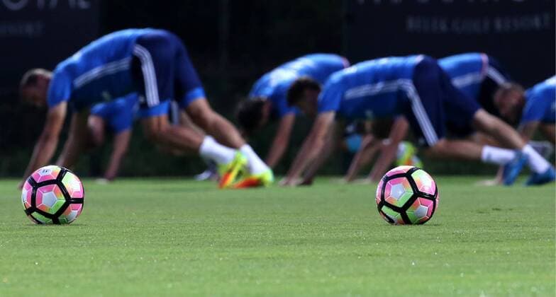 BELEK, TURKEY - AUGUST 30, 2016: The Russian men s national football team during a training session at a stadium of Maxx Royal Belek Golf Resort hotel ahead of a friendly match against Turkey. Alexander Demianchuk TASS  TS02F395