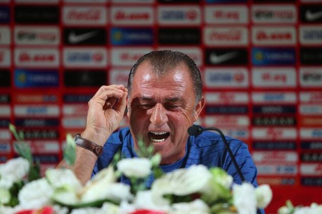 Turkey National Football Team head coach Fatih Terim and player Enes Unal gives a press conference PK Pressekonferenz on the eve of the team s Friendly match against Russia, on August 30, 2016 at Antalya Arena in Antalya , Turkey. Pictured: Coach Fatih Terim 