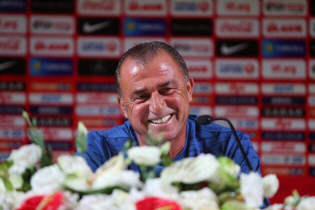 Turkey National Football Team head coach Fatih Terim and player Enes Unal gives a press conference PK Pressekonferenz on the eve of the team s Friendly match against Russia, on August 30, 2016 at Antalya Arena in Antalya , Turkey. Pictured: Coach Fatih Terim 