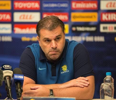 (160831) -- PERTH, Aug. 31, 2016 -- Coach of Australia soccer team Ange Postecoglou attends a press conference PK Pressekonferenz before the 2018 FIFA World Cup WM Weltmeisterschaft Fussball qualifier match against Iraq in Perth, Australia, Aug. 31, 2016. The match will kick out on Sept. 1. ) (SP)AUSTRALIA-PERTH-WORLD CUP QUALIFIER-PRESS CONFERENCE ZhuxHongye 