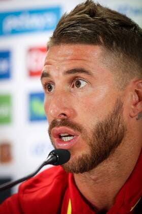 Spain s Sergio Ramos pictured during a press conference PK Pressekonferenz of the Spanish national soccer team, on Wednesday 31 August 2016, in Brussels. Tomorrow Spain is playing a friendly game against Belgian national soccer team Red Devils. VIRGINIExLEFOUR  x04922629x