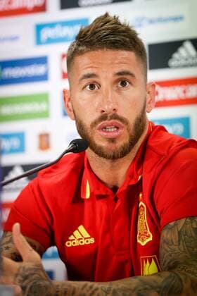 Spain s Sergio Ramos pictured during a press conference PK Pressekonferenz of the Spanish national soccer team, on Wednesday 31 August 2016, in Brussels. Tomorrow Spain is playing a friendly game against Belgian national soccer team Red Devils. VIRGINIExLEFOUR  x04922622x