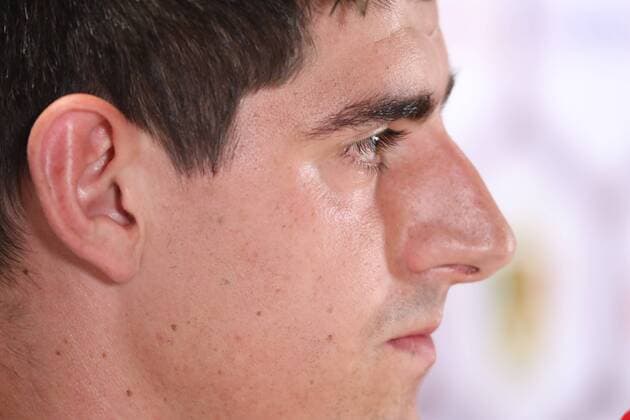 Belgium s goalkeeper Thibaut Courtois pictured during a press conference PK Pressekonferenz of Belgian national soccer team Red Devils, on Wednesday 31 August 2016, in Brussels. The Red Devils are preparing for a friendly match against Spain tomorrow, and a World Championships 2018 Qualification game against Cyprus on September 6th. VIRGINIExLEFOUR  x04922780x
