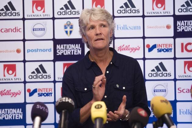 160901 Pia Sundhage PK den 1 september 2016 i Stockholm  Copyright: SIMONxHASTEGARD BB160901BB016
