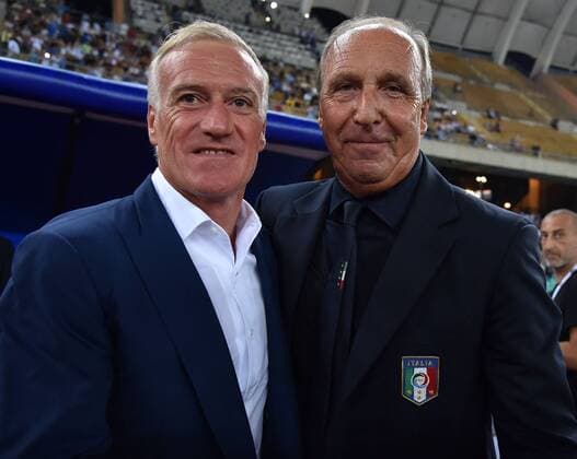 Fußball, Länderspiel, Italien - Frankreich (160902) -- BARI, Sept. 1, 2016 -- France s head coach Didier Deschamps (L) and Italy s head coach Giampiero Ventura pose for photos ahead of an international football friendly match between Italy and France in Bari, Italy, Sept. 1, 2016. France beat Italy 3-1. ) (SP)ITALY-BARI-FOOTBALL International Friendly Länderspiel MATCH-FRANCE VS ITALY AlbertoxLingria 