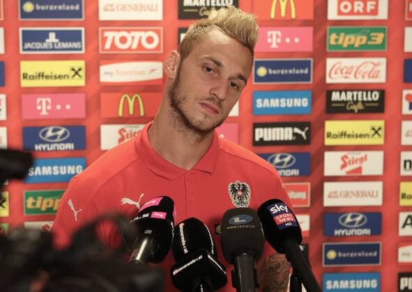 SOCCER - FIFA World Cup WM Weltmeisterschaft Fussball 2018 quali, GEO vs AUT VIENNA,AUSTRIA,02.SEP.16 - SOCCER - FIFA World Cup 2018, european qualifiers, OEFB international match Länderspiel Georgia vs Austria, preview, press conference PK Pressekonferenz Image shows Marko Arnautovic (AUT). GEPAxpictures xChristianxOrt