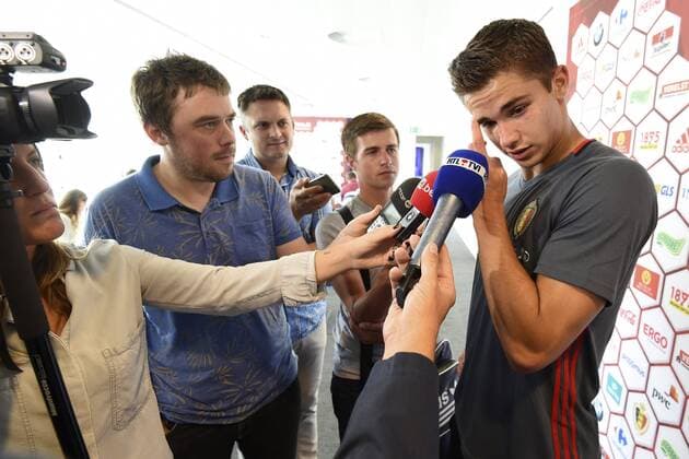 Fußball - PK Nationalteam Belgien Leander Dendoncker midfielder of Belgium FOOTBALL : Belgique - Conference de presse - Bruxelles - 02 09 2016 Photonews Panoramic  665795173