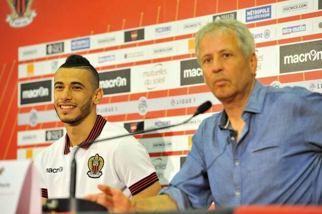 Younes Belhanda (ogcnice) - Lucien Favre (ogcnice) - Fussball Frankreich, Ligue 1, Pressetermin Neuzugang OGC Nice - 02 09 2016 NorbertScanella Panoramic 