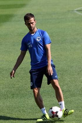 September 3, 2016 - Zenica, Bosnia and Herzegovina - MIRALEM PJANIC plays with a ball during a training session three days before first 2018 World Cup qualifying match against Estonia. Bosnia and Herzegovina s national soccer team training session - ZUMAd128