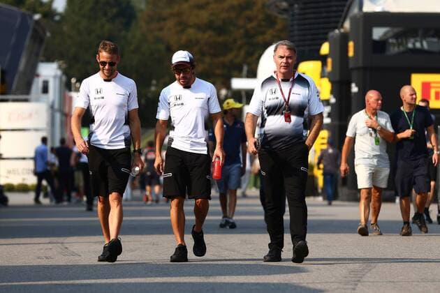 Italian Grand Prix, Monza 01 - 04 September 2016 - Jenson Button (GBR) McLaren Honda MP4-31 and Fernando Alonso (ESP) McLaren Honda MP4-31 