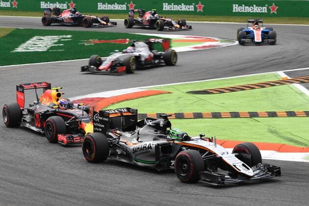 Motorsports: FIA Formula One World Championship WM Weltmeisterschaft 2016, Grand Prix of Italy, 27 Nico Hulkenberg (GER, Sahara Force India F1 Team), 33 Max Verstappen (NLD, Red Bull Racing), xHOCHxZWEIx
