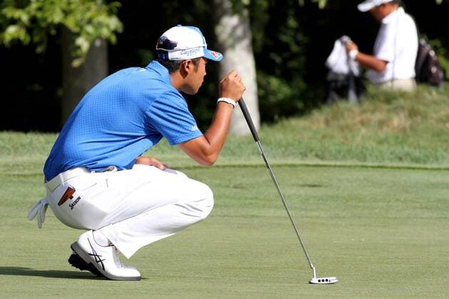 September 4, 2016: Hideki Matsuyama lines up his putt on 1 at the Deutsche Bank Championship at the TPC Boston in Norton, Massachusetts. (Photo by Malcolm Hope Icon Sportswire) GOLF: SEP 04 PGA Golf Herren - Deutsche Bank Championship - Third Round Icon160904014 EDITORIAL USE ONLY