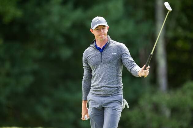September 5, 2016; Norton, MA, USA; Rory McIlroy acknowledges the fans at the 18th hole grandstand at the conclusion of the final round of the Deutsche Bank Championship at TPC Boston. Cal Media PGA Golf Herren 2016: Deutsche Bank Championship SEP 05 - ZUMAc04_