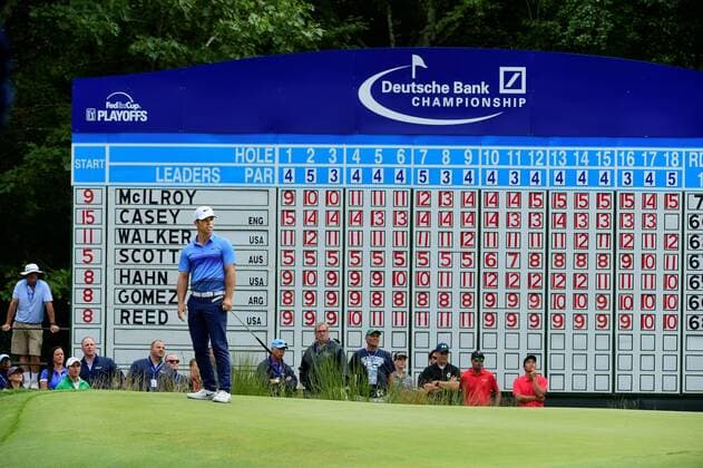 Monday, September 5, 2016: Paul Casey of England watches his putt on the 18th green during the final round of the Deutsche Bank Championship tournament held at the Tournament Players Club, in Norton, Massachusetts. Rory McIlroy of Northern Ireland Nordirland wins the Deutsche Bank Championship with a final tournament score of -15 269. Cal Media PGA Golf Herren 2016: Deutsche Bank Championship SEP 05 - ZUMAc04_