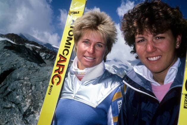 Ariane Ehrat (li.) und Michela Figini (beide Schweiz)
