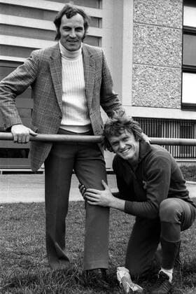 Franz -Bulle- Roth und Torwart Sepp Maier (beide FC Bayern München)