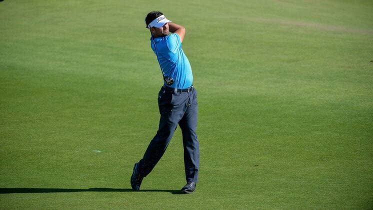 September 9, 2016 - Spijk, Netherlands - Lee Slattery of England taking his second shot on the 15th fairway during the second round of the KLM Open held at The Dutch on September 9 2016 in Spijk, Netherlands. KLM Open - Day Two  - ZUMAn230
