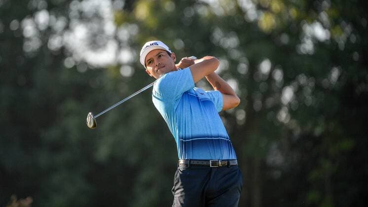 Golf, European Tour, KLM Open in Spijk September 10, 2016 - Spijk, Netherlands - Johannes Freeman from the USA hits of the 5th tee during the third round of the KLM Open held at The Dutch on September 10 2016 in Spijk, Netherlands. KLM Open - Day Three  - ZUMAn230