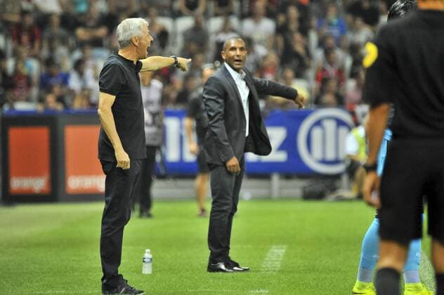 Lucien Favre (entraineur ogcnice) - Franck Passi (entraineur marseille) FOOTBALL : OGC Nice vs Marseille - Ligue 1 - 11 09 2016 NorbertScanella Panoramic 