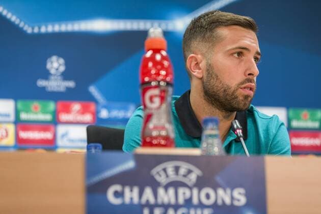 SPAIN - Sep,12th: Jordi Alba during the press conference PK Pressekonferenz before the match between FC Barcelona Barca - Celtic, for the round 1 of the Champions League, played at Camp Nou Stadium on 12th Sep 2016 in Barcelona, Spain.  xCordonxPressx xSPAINx-PressxConferencex-xFCxBarcelonax-xCelticx-xChampionsxLeaguex-x2016 17x
