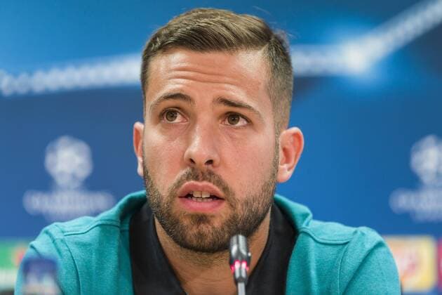 SPAIN - Sep,12th: Jordi Alba during the press conference PK Pressekonferenz before the match between FC Barcelona Barca - Celtic, for the round 1 of the Champions League, played at Camp Nou Stadium on 12th Sep 2016 in Barcelona, Spain.  xCordonxPressx xSPAINx-PressxConferencex-xFCxBarcelonax-xCelticx-xChampionsxLeaguex-x2016 17x