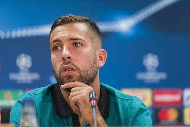 SPAIN - Sep,12th: Jordi Alba during the press conference PK Pressekonferenz before the match between FC Barcelona Barca - Celtic, for the round 1 of the Champions League, played at Camp Nou Stadium on 12th Sep 2016 in Barcelona, Spain.  xCordonxPressx xSPAINx-PressxConferencex-xFCxBarcelonax-xCelticx-xChampionsxLeaguex-x2016 17x