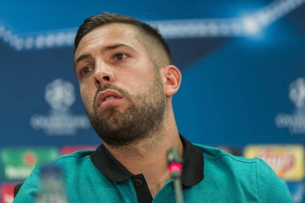 SPAIN - Sep,12th: Jordi Alba during the press conference PK Pressekonferenz before the match between FC Barcelona Barca - Celtic, for the round 1 of the Champions League, played at Camp Nou Stadium on 12th Sep 2016 in Barcelona, Spain.  xCordonxPressx xSPAINx-PressxConferencex-xFCxBarcelonax-xCelticx-xChampionsxLeaguex-x2016 17x