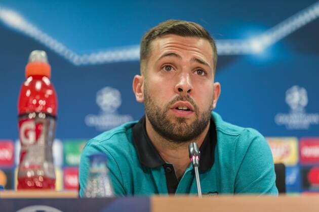 SPAIN - Sep,12th: Jordi Alba during the press conference PK Pressekonferenz before the match between FC Barcelona Barca - Celtic, for the round 1 of the Champions League, played at Camp Nou Stadium on 12th Sep 2016 in Barcelona, Spain.  xCordonxPressx xSPAINx-PressxConferencex-xFCxBarcelonax-xCelticx-xChampionsxLeaguex-x2016 17x