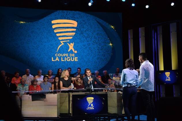 Fußball, Auslosung Coupe de La Ligue in Frankreich Laurie Cholewa - Tony Yoka - Astrid Bard - Ludovic Derouin FOOTBALL : Auslosung Ligapokal Frankreich Coupe de La Ligue - 12 09 2016 AnthonyBIBARD FEPx 