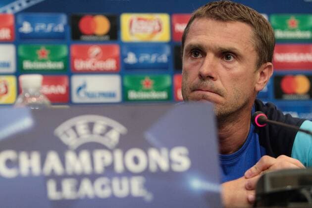 September 12, 2016 - Kiev, Ukraine - FC Dynamo Kyiv head coach Serhiy Rebrov gave pre-match press conference PK Pressekonferenz in Kyiv, on September 12, 2016. FC Dynamo Kiev play with Napoli in a Champions League, Group B soccer match on Tuesday, Sept. 13. Dynamo Kyiv head coach Serhiy Rebrov  - ZUMAn230