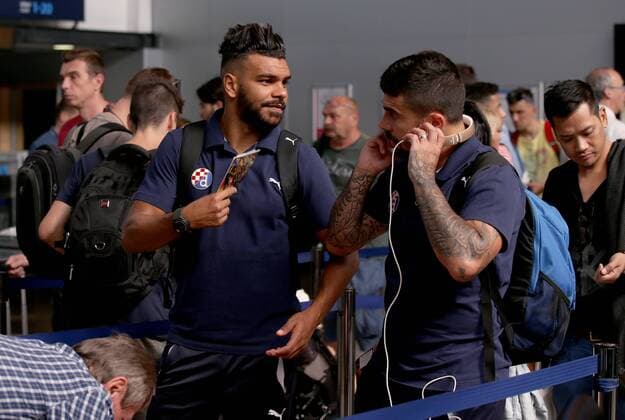 Departure of GNK Dinamo players to France 13.09.2016., Croatia, Zagreb - Departure of GNK Dinamo players to France for the Champions League match against FC Olympique Lyonnais. El Arbi Hillel Soudani, Paulo Machado.  IgorxKralj PIXSELL