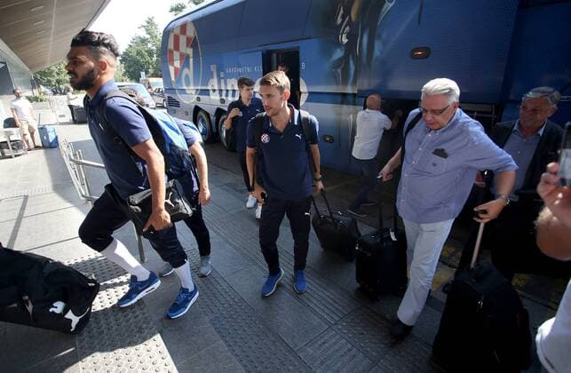 Departure of GNK Dinamo players to France 13.09.2016., Croatia, Zagreb - Departure of GNK Dinamo players to France for the Champions League match against FC Olympique Lyonnais. El Arbi Hillel Soudani, Josip Pivaric.  IgorxKralj PIXSELL