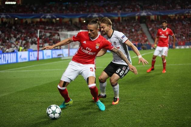 September 13, 2016 - Lisbon, Portugal - Benfica s midfielder Ljubomir Fejsa vies with Besiktas defender Caner Erkin during the UEFA Champions League Group B football match between SL Benfica and Besiktas JK at the Luz stadium in Lisbon, Portugal on September 13, 2016. Photo: UEFA Champions League Group B football match SL Benfica vs Besiktas JK - ZUMAf123