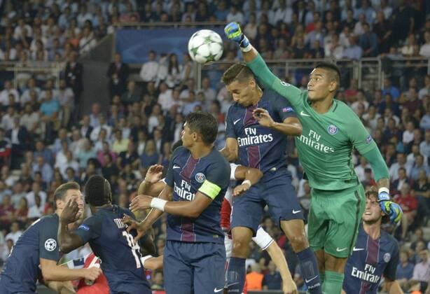 Marquinhos ( PSG ) - Alphonse Areola ( PSG ) FOOTBALL : Paris St. Germain (PSG) vs Arsenal FC London - Champions League - Paris - 13 09 2016 FedericoPestellinix 