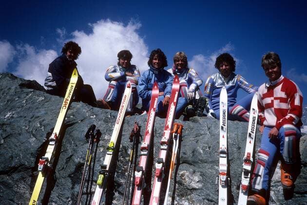 v.li.: Michela Figini, Corinne Schmidhauser, Maria Walliser, Brigitte Oertli, Vreni Schneider und Erika Hess (alle Schweiz)