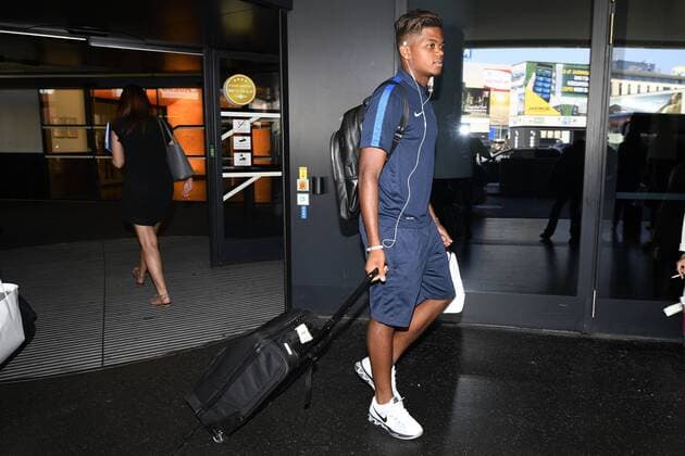Genk s Leon Bailey pictured after the arrival of Belgian first league soccer team Racing Genk in Vienna, Austria, Wednesday 14 September 2016. Tomorrow Genk is playing the first game of the group stage of the Europa League competition against Austrian club Rapid Wien, in the group F. YORICKxJANSENS  x04931115x