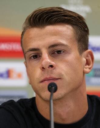 SOCCER - EL, Rapid vs Genk, preview VIENNA,AUSTRIA,14.SEP.16 - SOCCER - UEFA Europa League, SK Rapid Wien vs KRC Genk, preview, press conference PK Pressekonferenz Rapid. Image shows Stefan Schwab (Rapid). Keywords: Wien Energie. GEPAxpictures xPhilippxBrem