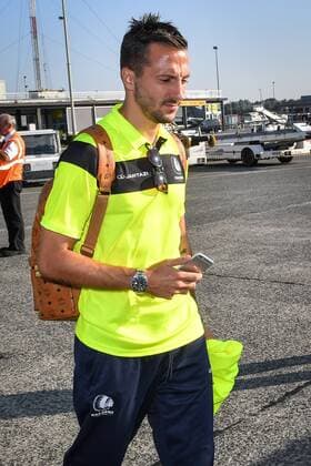 Gent s Danijel Milicevic pictured at the departure of Belgian first league soccer team KAA Gent for Braga in Portugal, Wednesday 14 September 2016, in Oostende airport. Tomorrow Gent is playing the first game of the group stage of the Europa League competition against SC Braga, in the group H. LUCxCLAESSEN  x04931163x