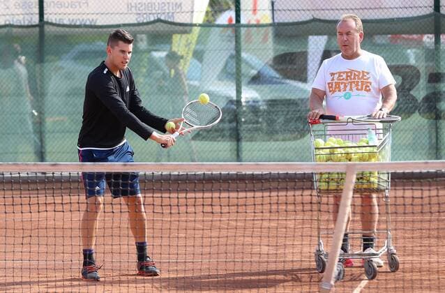 TENNIS - STTV, Try Out Day LEIBNITZ,AUSTRIA,14.SEP.16 - TENNIS - STTV, Try Out Day. Image shows Dominic Thiem (AUT) and Guenther Bresnik. GEPAxpictures xChristianxWalgram