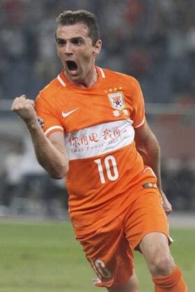 JINAN, CHINA - SEPTEMBER 14: Walter Montillo 10 of Shandong Luneng celebrates a ball during the quarter final match of the AFC Champions League between Shandong Luneng and FC Seoul at Olympic Sports Centre on September 14, 2016 in Jinan, Shandong Province of China.  CFP492017033 