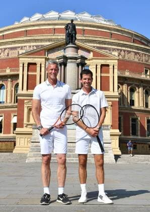 . 14 09 2016. London, United Kingdom. Tim Henman and Mark Foster photocall. British retired professional tennis player Tim Henman and British swimmer Mark Foster launch partnership between Champions Tennis at the Royal Albert Hall and SportsAid, at Royal Albert Hall, London.  xNilsxJorgensenx xixImagesx IIM-13440-0007