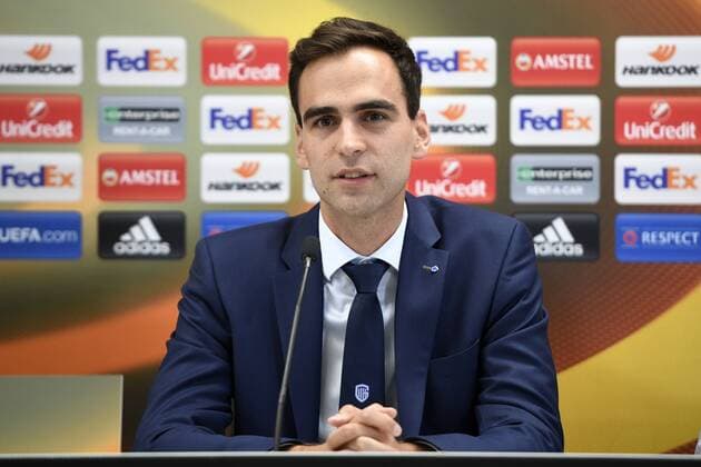 Genk s press officer Willem Boogaerts pictured during a press conference PK Pressekonferenz of Belgian first league soccer team KRC Genk in Vienna, Austria, Wednesday 14 September 2016. Tomorrow Genk is playing the first game of the group stage of the Europa League competition against Austrian club Rapid Wien, in the group F. YORICKxJANSENS  x04931461x