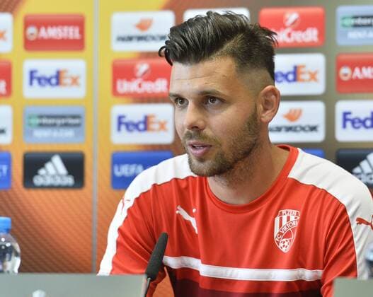 Michal Duris of Viktoria attends a press conference PK Pressekonferenz prior to the European league match, FC Viktoria Plzen vs AS Roma, in Pilsen, Czech Republic, September 14, 2016. (CTKxPhoto MiroslavxChaloupka) CTKPhotoP201609140806401  _CHA0280